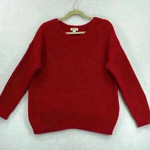Style & Co Women’s Sweater Sz Large Red Chunky Cotton Blend  Christmas Holiday